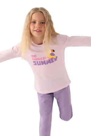 RolyPoly Kız Çocuk Uzun Kollu Pijama Takımı - RP3401-2 Açık Pembe - 3