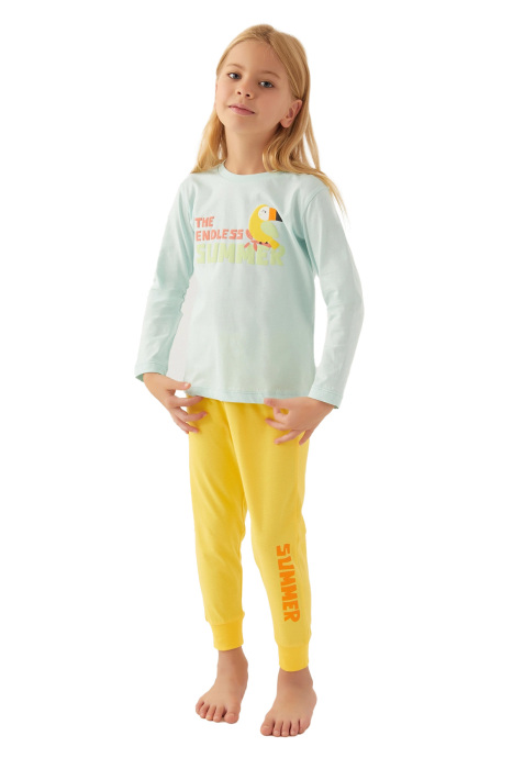 RolyPoly Kız Çocuk Uzun Kollu Pijama Takımı - RP3401-2 Buz Mavisi - 1