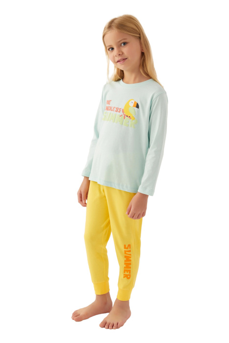 RolyPoly Kız Çocuk Uzun Kollu Pijama Takımı - RP3401-2 Buz Mavisi - 2
