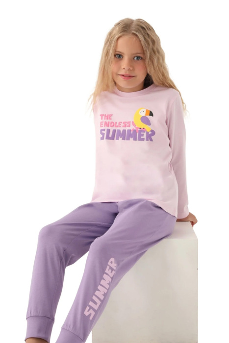 RolyPoly Kız Çocuk Uzun Kollu Pijama Takımı - RP3401-G Açık Pembe - 4