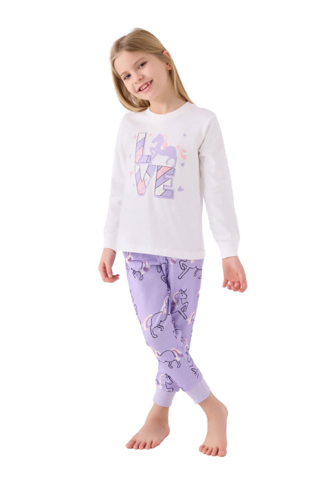 RolyPoly Kız Çocuk Uzun Kollu Pijama Takımı - RP3476-2 Krem - 1