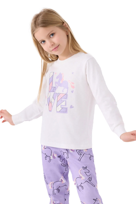RolyPoly Kız Çocuk Uzun Kollu Pijama Takımı - RP3476-2 Krem - 2