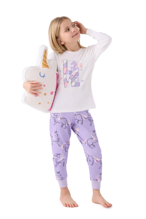RolyPoly Kız Çocuk Uzun Kollu Pijama Takımı - RP3476-2 Krem - 3
