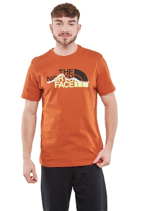 The North Face - S/S Mountain Line Tee Erkek T-Shirt - NF0A7X1N Bronz/Neon Sarı