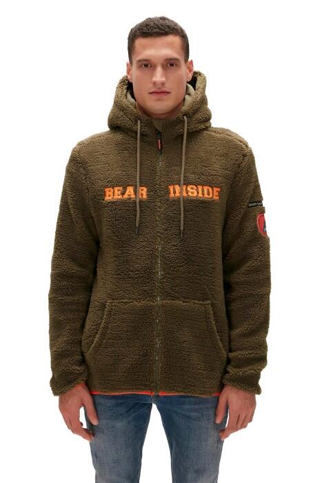 Bad Bear - Shaggy Full-Zip Plush Kapüşonlu Erkek Polar - 23.02.29.006 Haki