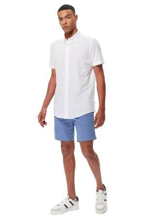Slim Fit Kısa Kollu Erkek Gömlek - K35450T Beyaz - Thumbnail