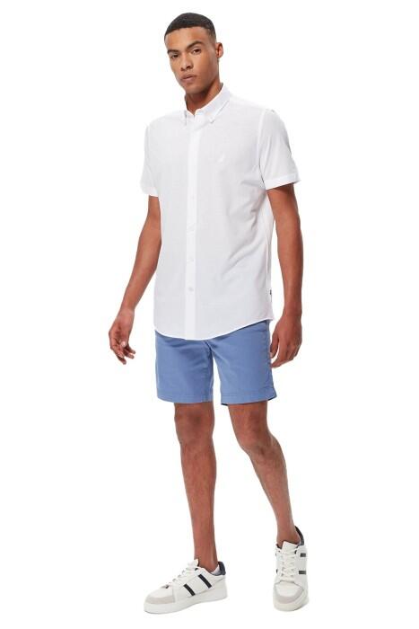 Nautica - Slim Fit Kısa Kollu Erkek Gömlek - K35450T Beyaz