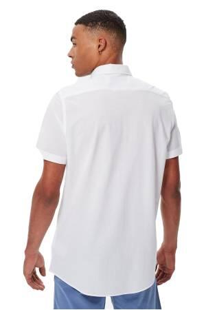 Slim Fit Kısa Kollu Erkek Gömlek - K35450T Beyaz - Thumbnail