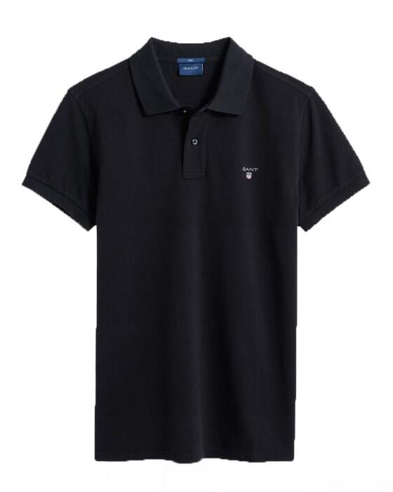 Gant - Slim Fit Pique Erkek Polo T-Shirt - 2202 Siyah