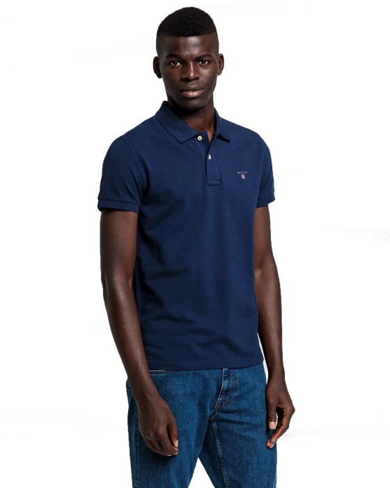 Gant - Slim Fit Pique Erkek Polo T-shirt - 2202 Lacivert