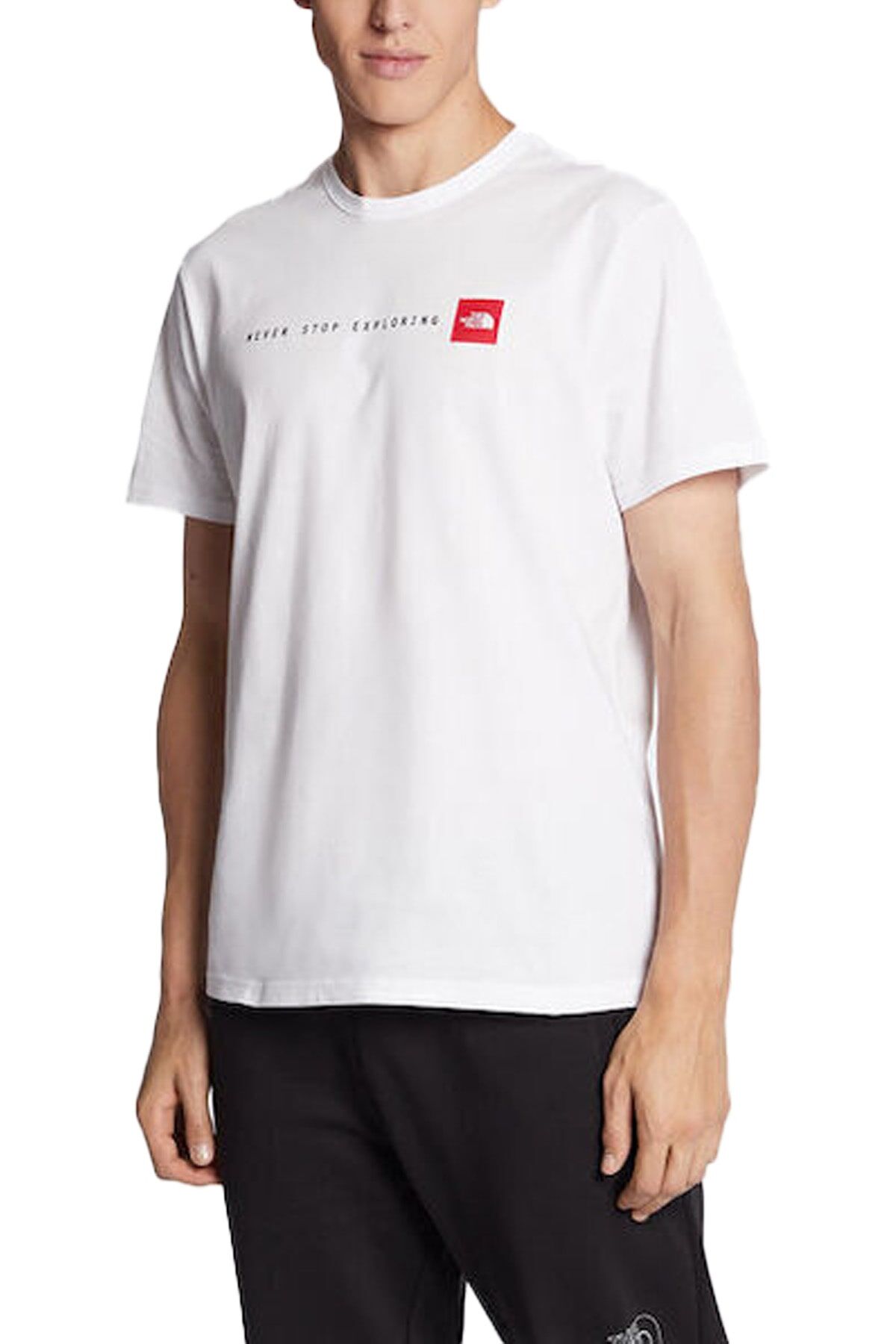 S S Never Stop Exploring Tee Erkek T Shirt NF0A7X1M Beyaz