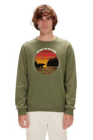 Story Crewneck Erkek SweatShirt - 23.02.12.023 Haki/Turuncu - Bad Bear