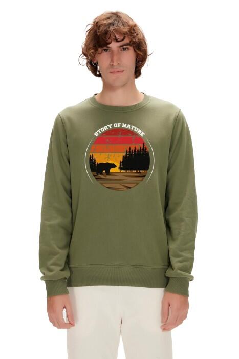 Story Crewneck Erkek SweatShirt - 23.02.12.023 Haki/Turuncu