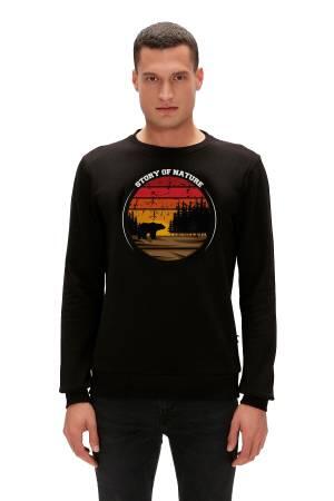 Story Crewneck Erkek SweatShirt - 23.02.12.023 Siyah - Thumbnail