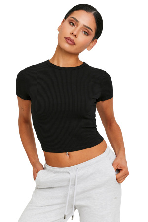 Tally Weijl Kadın Crop T-Shirt - STSCOBORIO Siyah - Tally Weijl