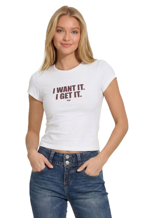 Tally Weijl Kadın T-Shirt - STSCOLYLE22 Beyaz - 1