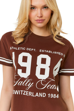 Tally Weijl Kadın T-Shirt - STSCOPOOM13 Kahverengi - Tally Weijl