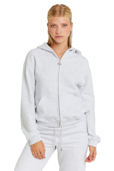 Tally Weijl Kadın Tam Femuarlı Kapüşonlu SweatShirt - SSWCOSKIMA Gri - 1