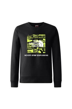 Teen Redbox Crew Çocuk SweatShirt - NF0A82EP Siyah/Neon Sarı - Thumbnail