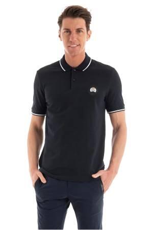 Tenis Topu Logolu Erkek Polo T-Shirt - 50486202 Koyu Mavi - Thumbnail