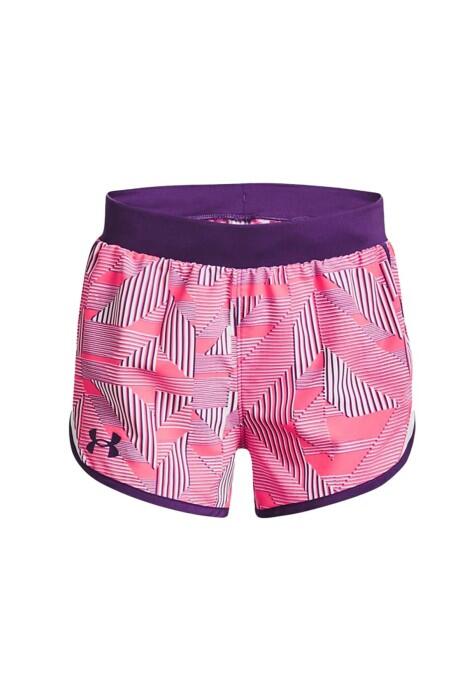 Under Armour - Ua Fly By Printed Kız Çocuk Şort - 1369928 Pembe