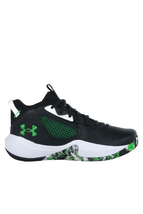 Under Armour - UA Lockdown 6 Erkek Çocuk Basketbol Ayakkabısı - 3025617 Siyah/Beyaz