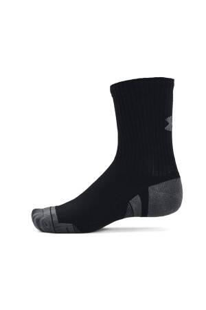 Ua Performance Cotton 3'lü Mid Unisex Çorap - 1379530 Siyah - Thumbnail