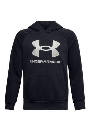 Ua Rival Fleece Hoodie Kapüşonlu Erkek Çocuk SweatShirt - 1357585 Siyah - Thumbnail