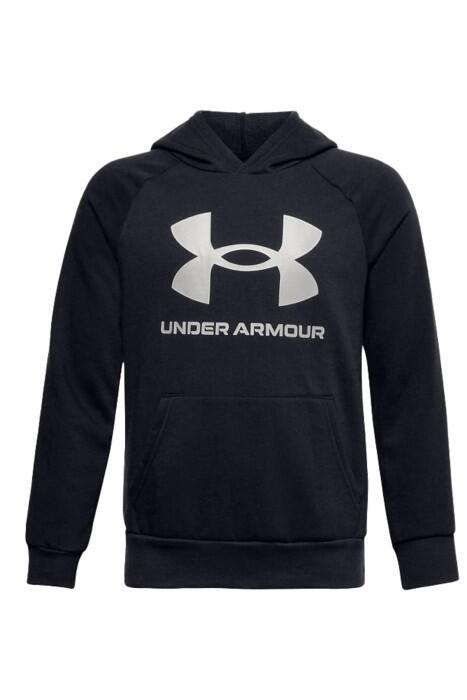 Ua Rival Fleece Hoodie Kapüşonlu Erkek Çocuk SweatShirt - 1357585 Siyah