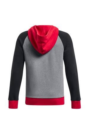 UA Rival Fleece Script Colorblock Erkek Çocuk Kapüşonlu SweatShirt- 1379795 Siyah - Thumbnail