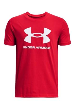 Ua Sportstyle Logo Ss Erkek Çocuk Spor T-Shirt - 1363282 Kırmızı/Yeşil - Thumbnail