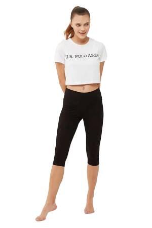 U.S. Polo Assn. Kadın Kısa Tayt - US.01.16608 Siyah Siyah