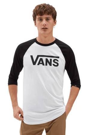 Vans Classic Raglan Erkek Uzun Kollu T-Shirt - VN0002QQ Beyaz/Siyah - Vans