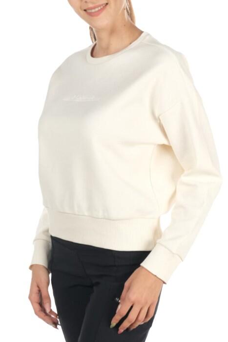 W Bar Slip Crop Sweatshirt - CS0212 Beyaz