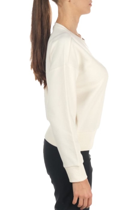 W Bar Slip Crop Sweatshirt - CS0212 Beyaz