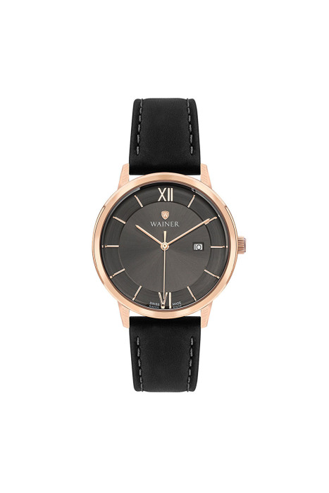 Wainer Deri Kordon Erkek Kol Saati 40mm - WA.11190 Siyah/Rose Gold - 1
