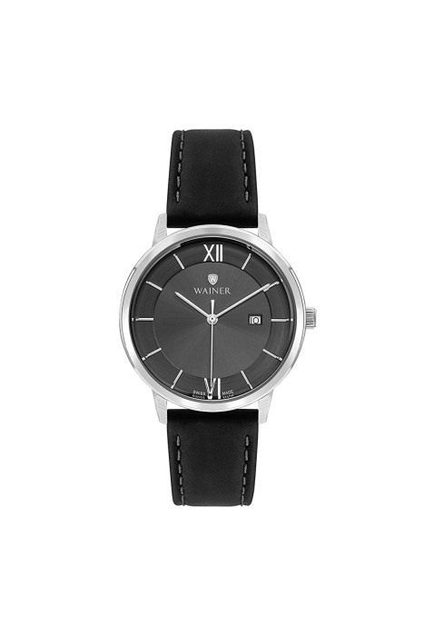 Wainer Deri Kordon Erkek Kol Saati 40mm - WA.11190 Siyah/Silver - 1