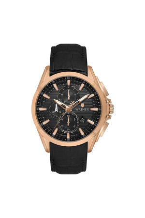 Wainer Deri Kordon Erkek Kol Saati 43mm - WA.19400 Siyah/Rose Gold - Wainer