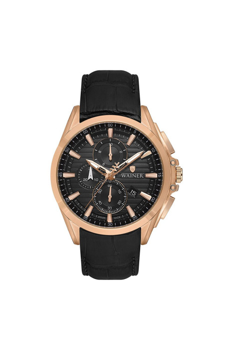 Wainer Deri Kordon Erkek Kol Saati 43mm - WA.19400 Siyah/Rose Gold - 1