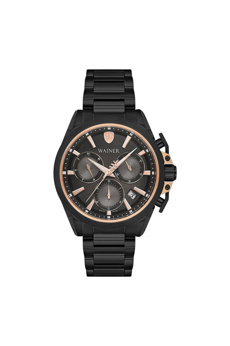 Wainer Erkek Kol Saati 44mm - WA.16100 Siyah/Rose Gold - 1
