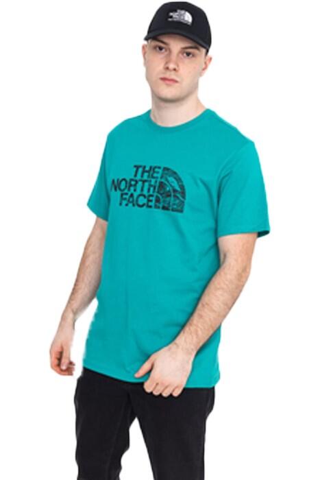 Woodcut Dome Tee-Eu Erkek T-Shirt - NF00A3G1 Turkuaz - 1