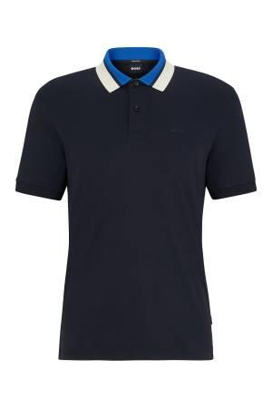 Yakalı Erkek Polo Yaka T-Shirt - 50481614 Koyu Mavi - Thumbnail