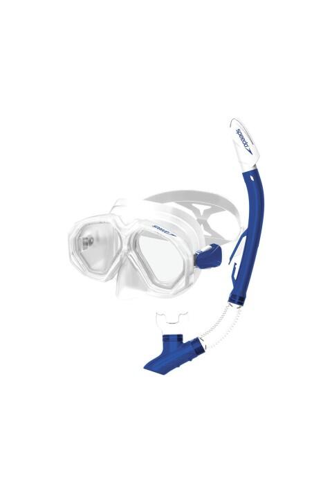Speedo - Yetişkin Maske & Şnorkel Set - SOL19002C-CRCB Mavi/Beyaz