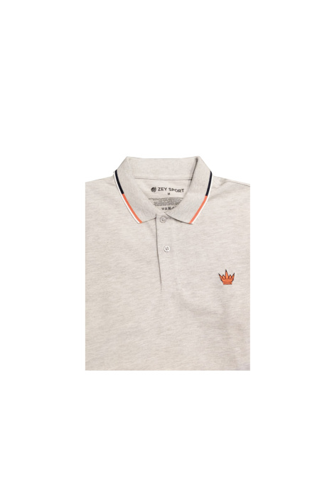 Zey/Plus Erkek Polo T-Shirt - A0022 Gri Melanj - 1