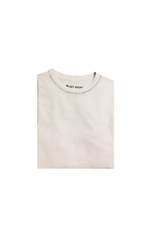 Zey/Plus Nakışlı Erkek Basic T-Shirt - A0013 Beyaz Beyaz
