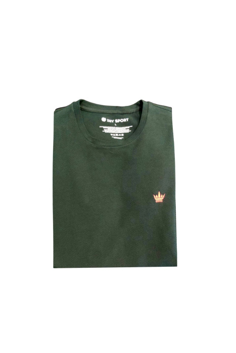 Zey/Plus Petek Dokulu Erkek Basic T-Shirt - A0012 Haki - 1