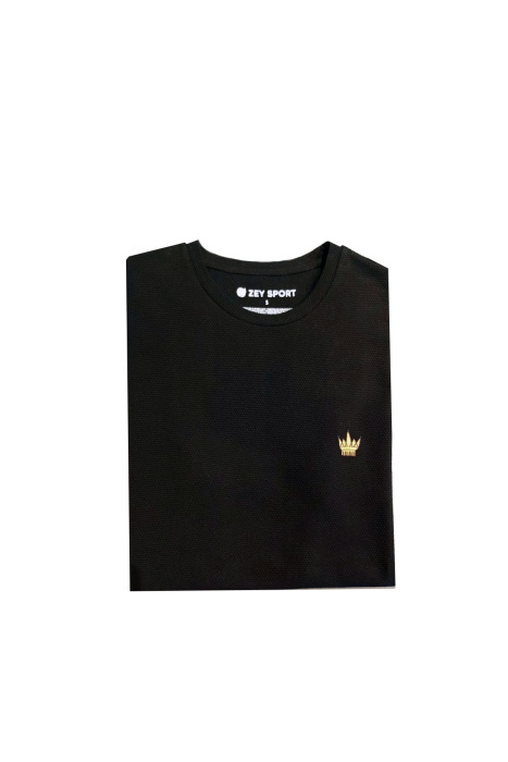Zey/Plus Petek Dokulu Erkek Basic T-Shirt - A0012 Siyah - 1